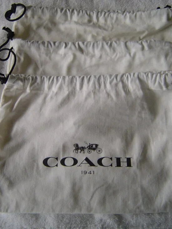 AUTHENTIC COACH LOT OF 3 COACH CANVAS DUST BAGS 12"X8" - Picture 1 of 9